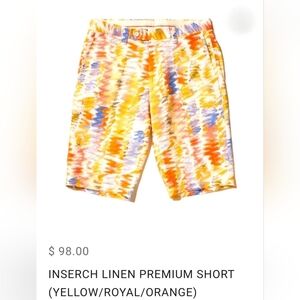 Inserch Linen Premium Colorful Patterned Shorts Sz 36 Men's New Coastal vacation